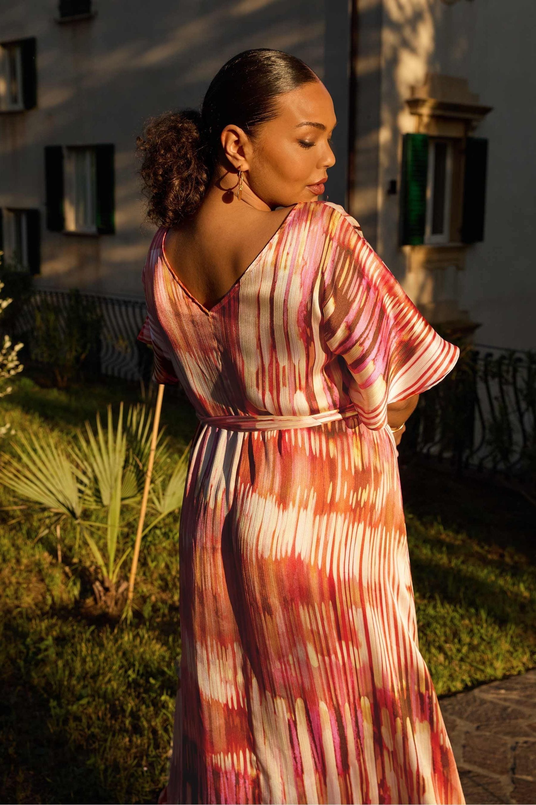 Buy Live Unlimited Curve Pink Tie Dye Kimono Belted Dress from Next Luxembourg