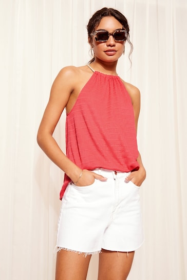 Friends Like These Pink Rope Detail Textured Halter Top