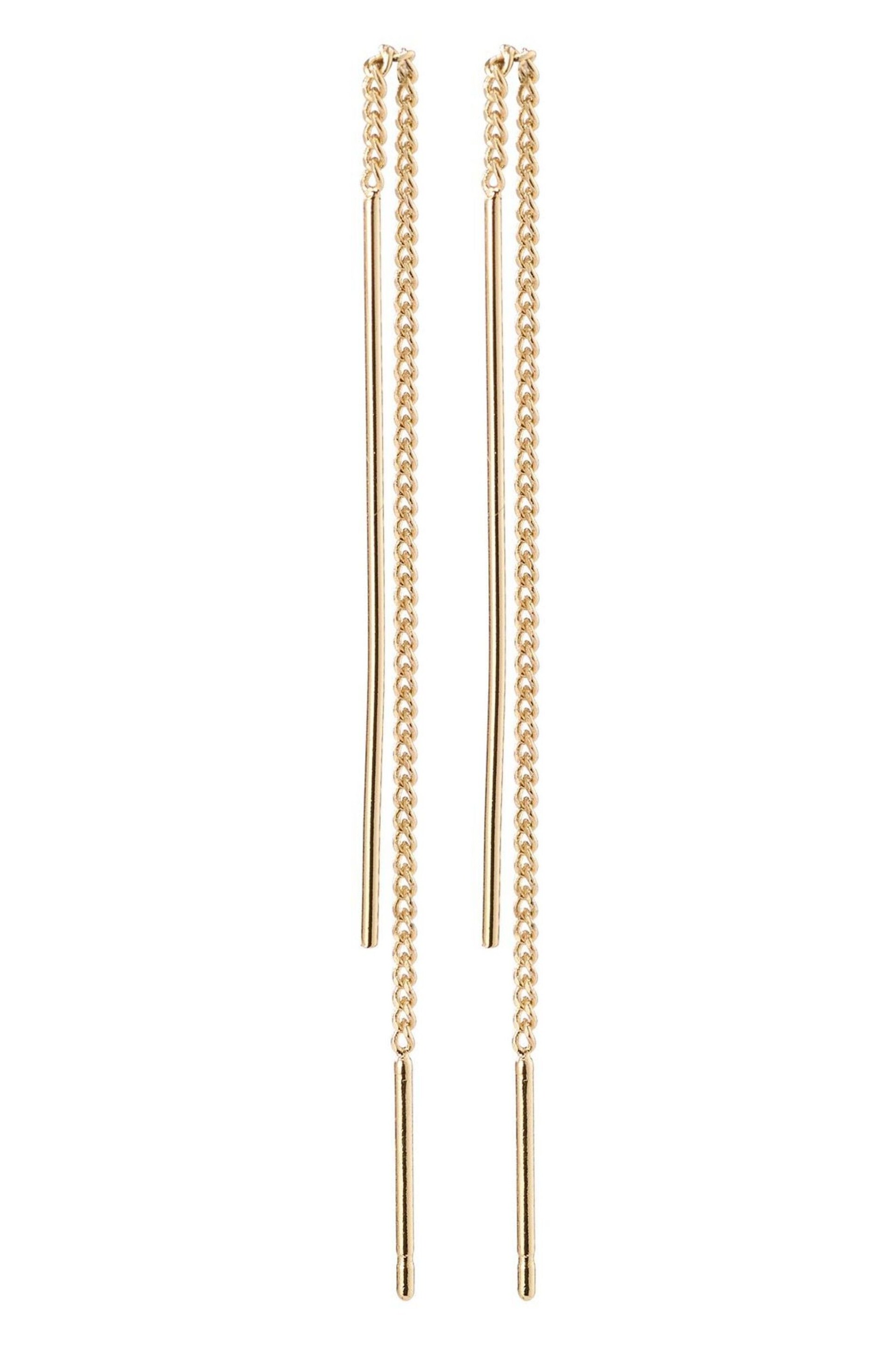 PILGRIM Gold Plated Tahoe Thread Chain Drop Earrings - Image 3 of 3