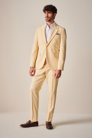 Yellow Slim Fit Motionflex Stretch Suit: Trousers