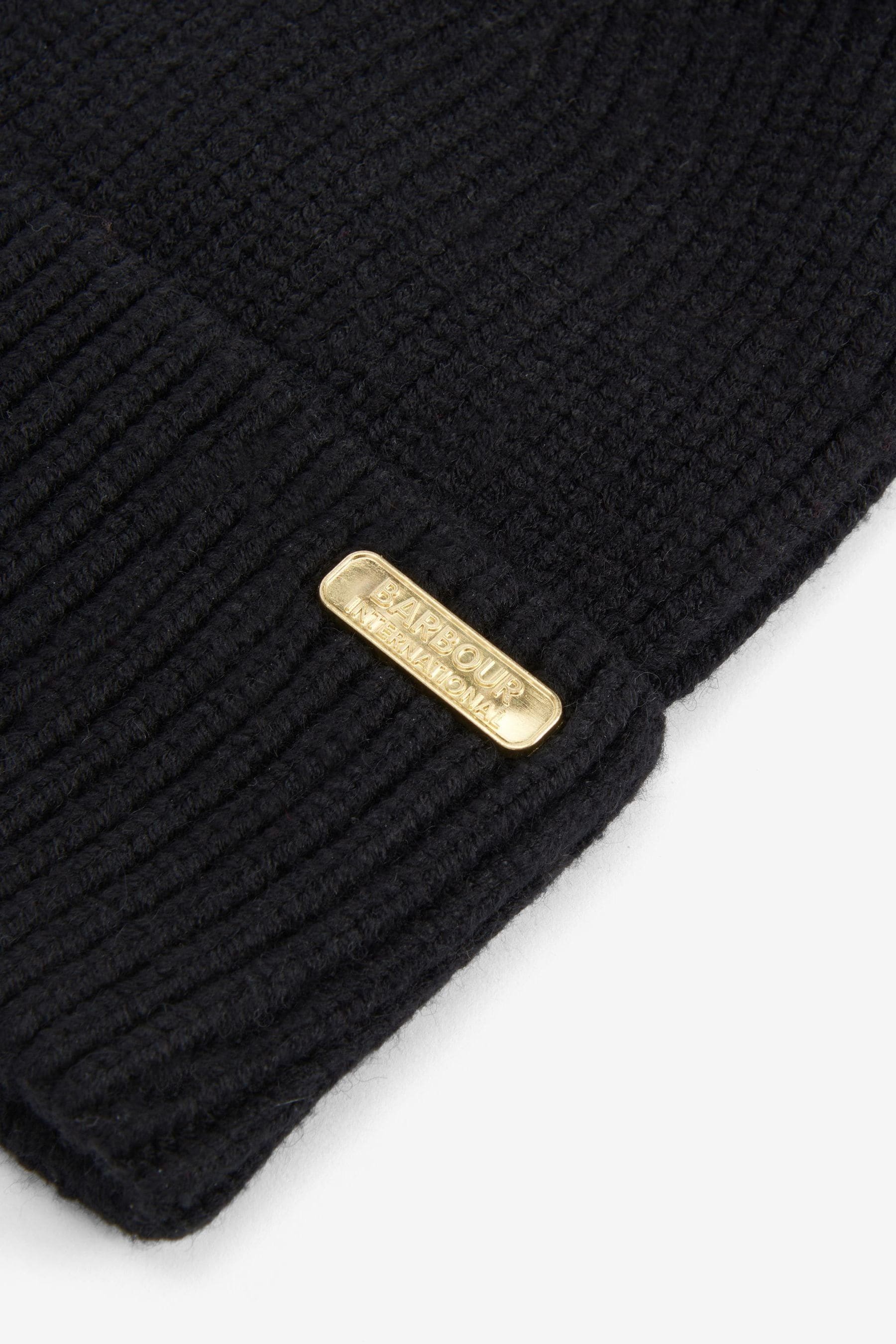 Buy Barbour International Mallory Pom Knitted Black Beanie Hat from the Next UK online shop