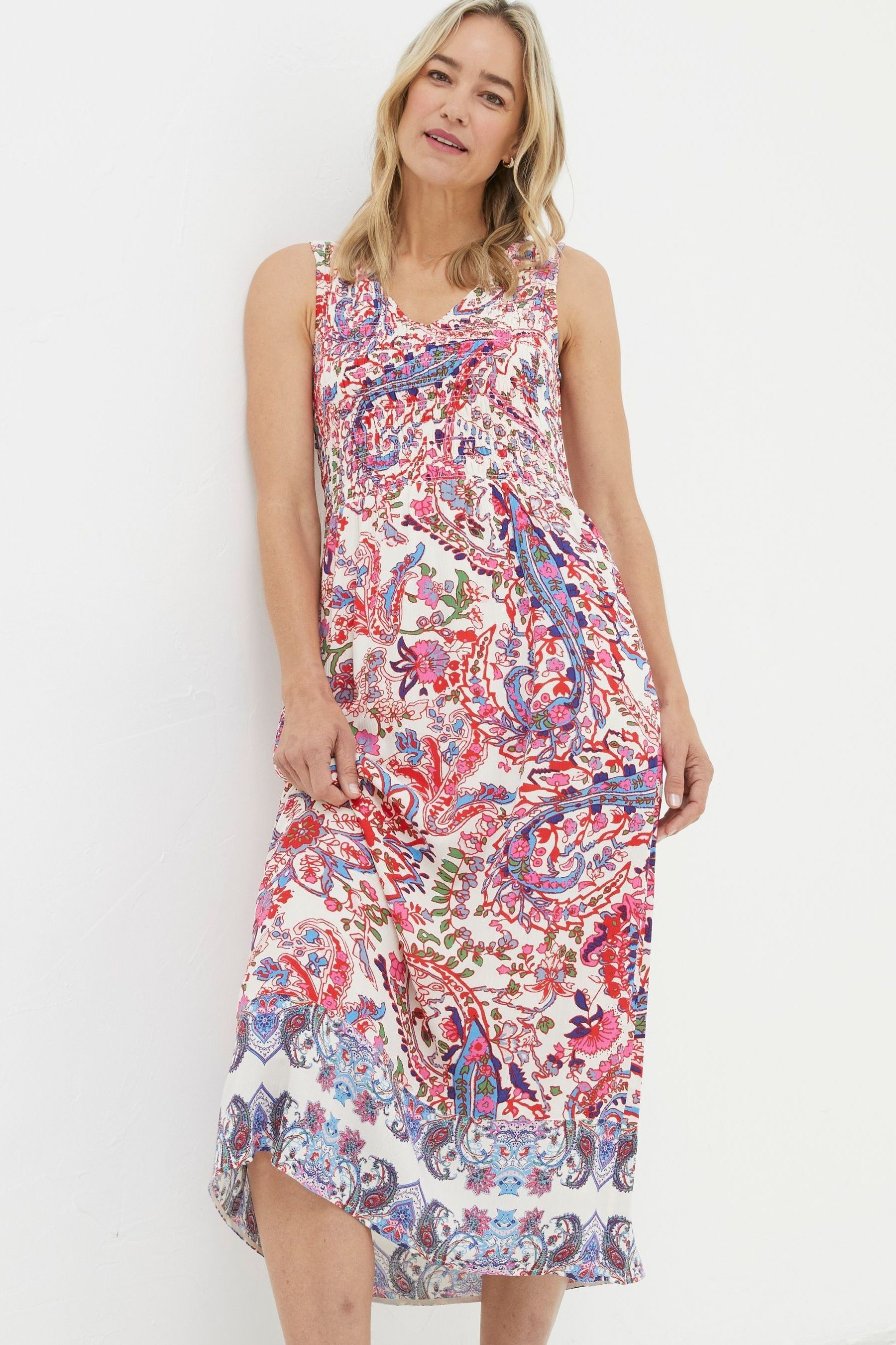 Buy FatFace Multi Bright Paisley Midi Dress from Next Luxembourg