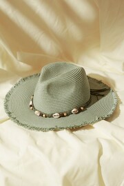 FatFace Green Raw Edge Fedora Hat - Image 1 of 3