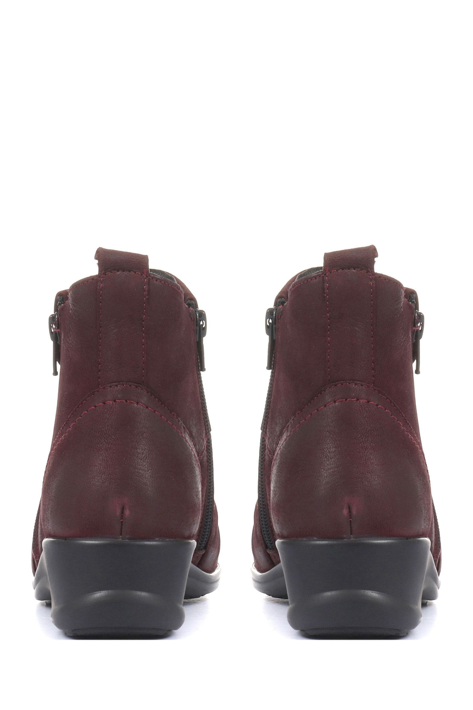 Pavers Burgundy Ladies Dual Zip Leather Ankle Boots