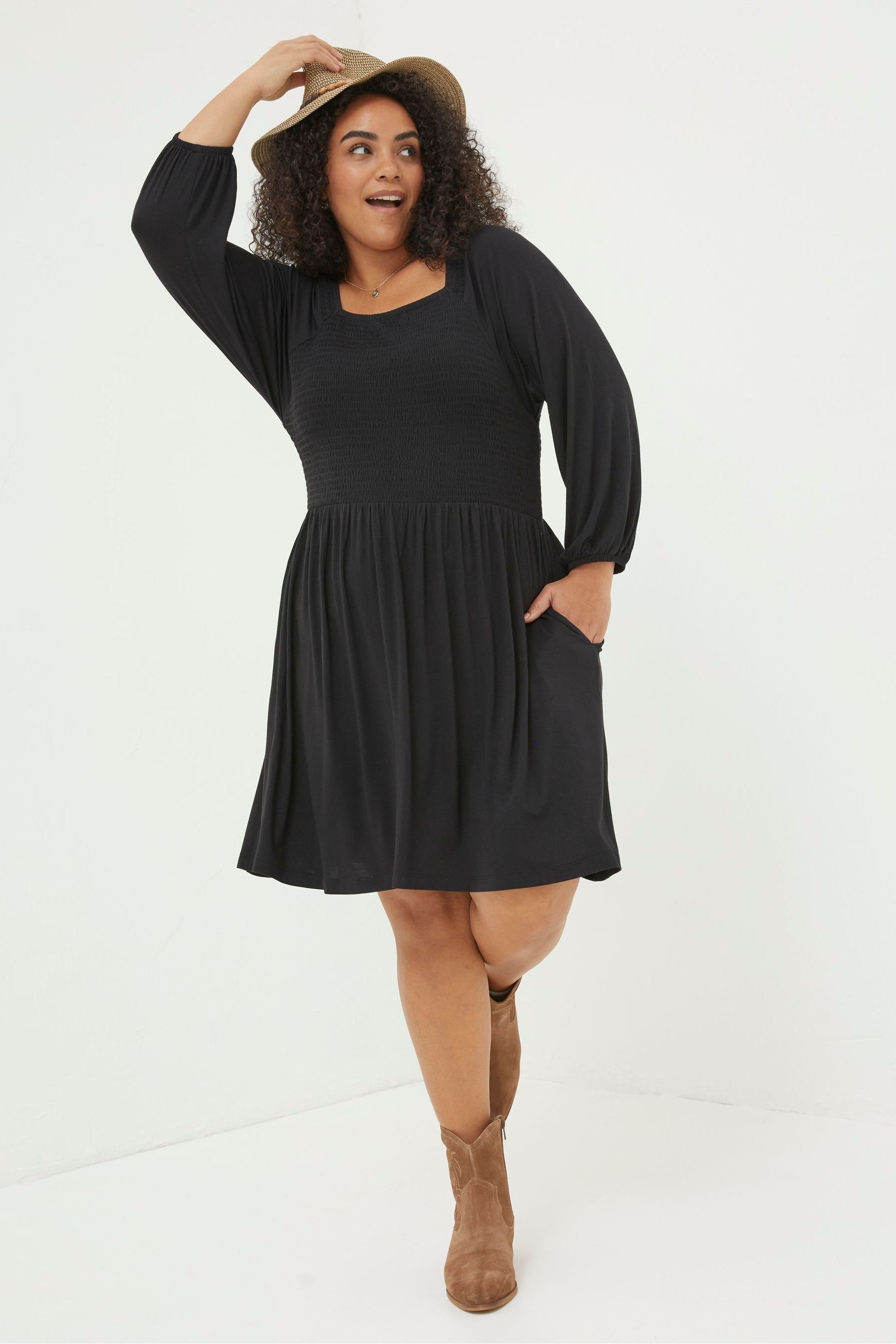 Buy FatFace Black Adeline Jersey Dress from Next Luxembourg