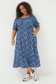 FatFace Purple Ink Floral Midi Dress - Image 3 of 6