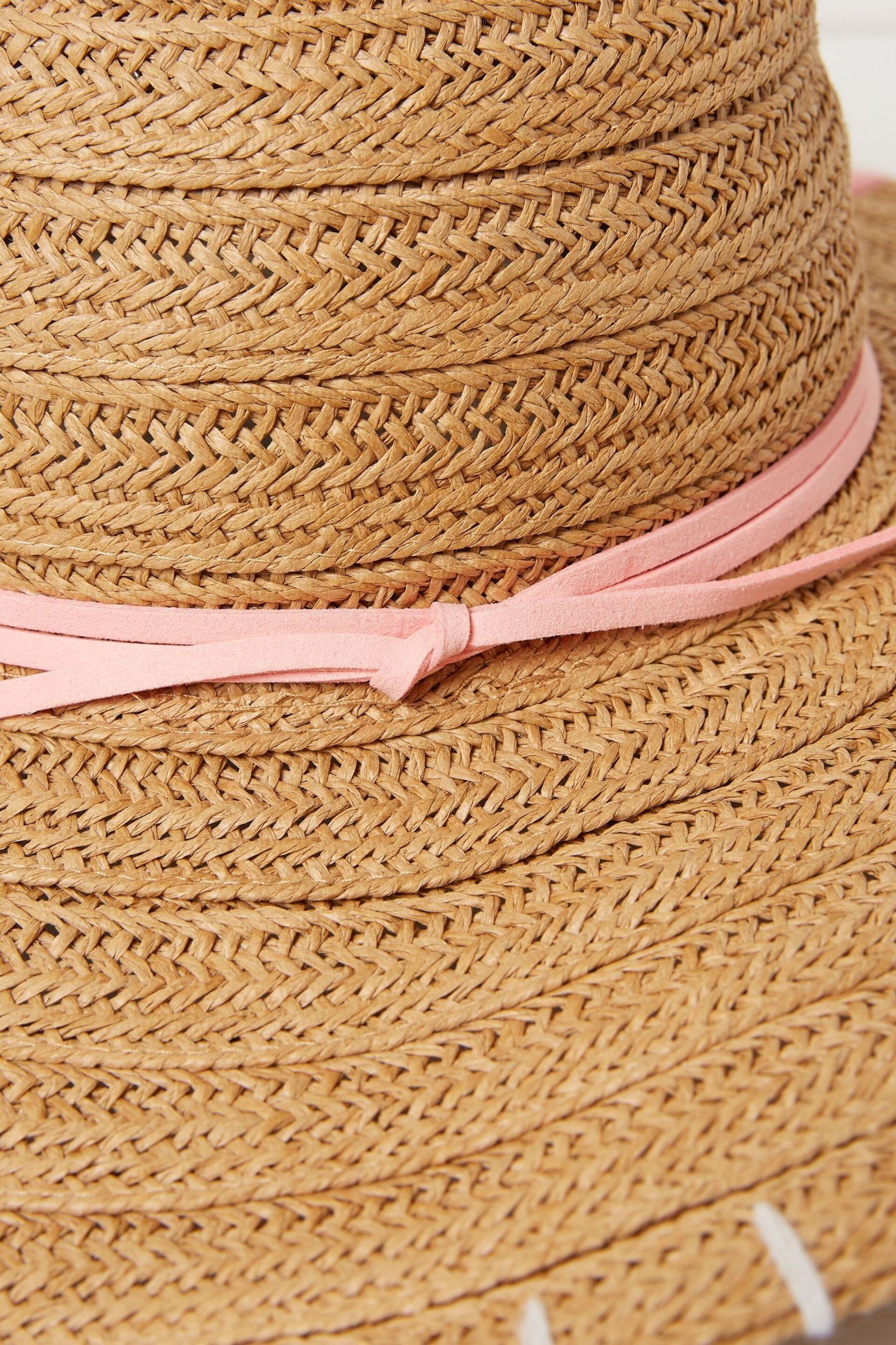 FatFace Natural Stitch Detail Straw Sun Hat - Image 2 of 2