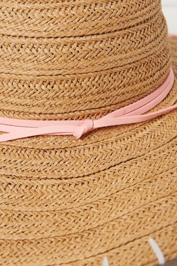 FatFace Natural Stitch Detail Straw Sun Hat