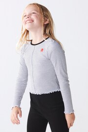 River Island Grey Girls Rib Lettuce Hem Top - Image 1 of 6