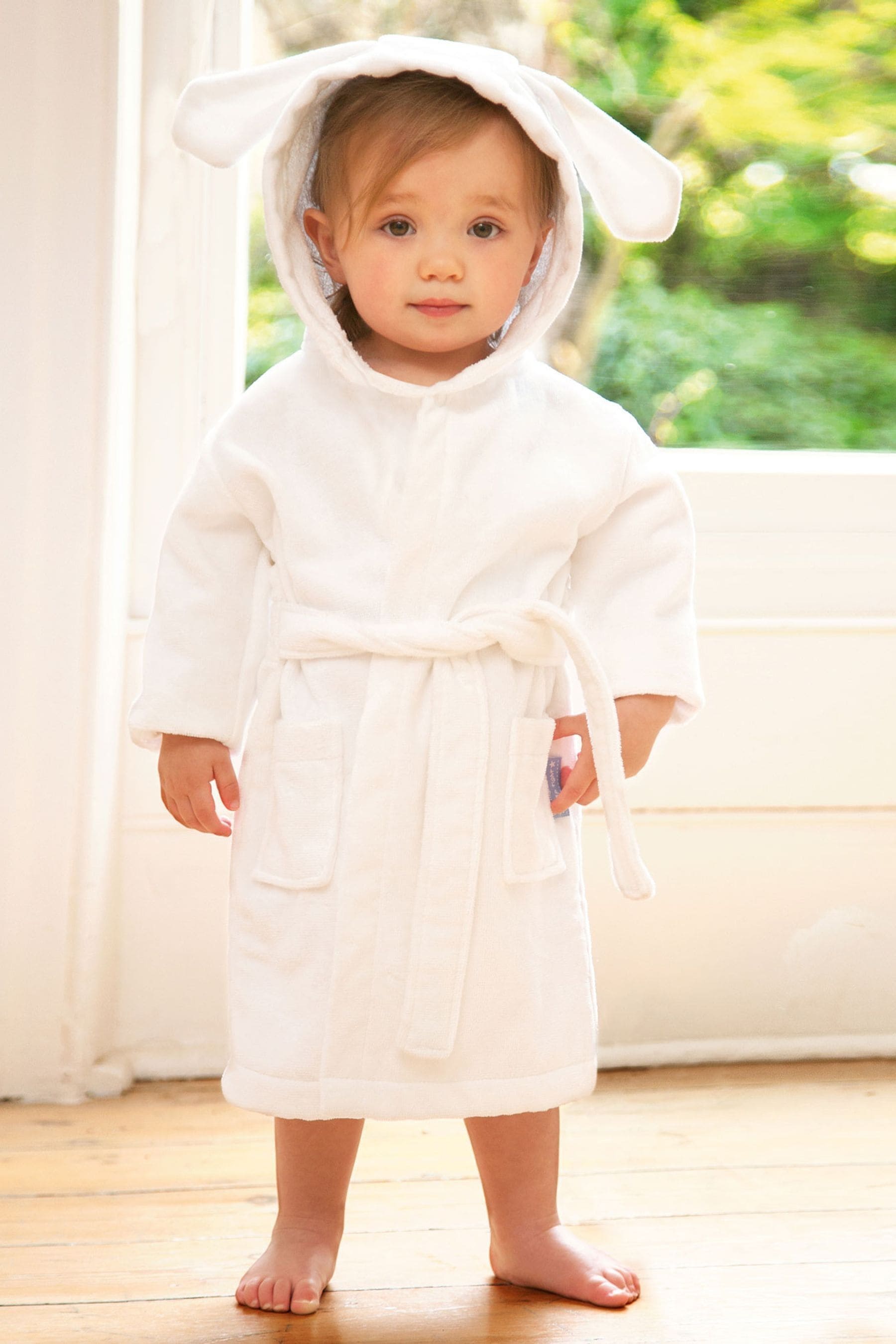 Buy JoJo Maman Bebe White Kids Bunny Towelling Robe from Next Luxembourg