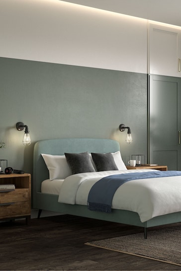 Soft Velvet Slate Teal Matson Upholstered Bed Bed Frame