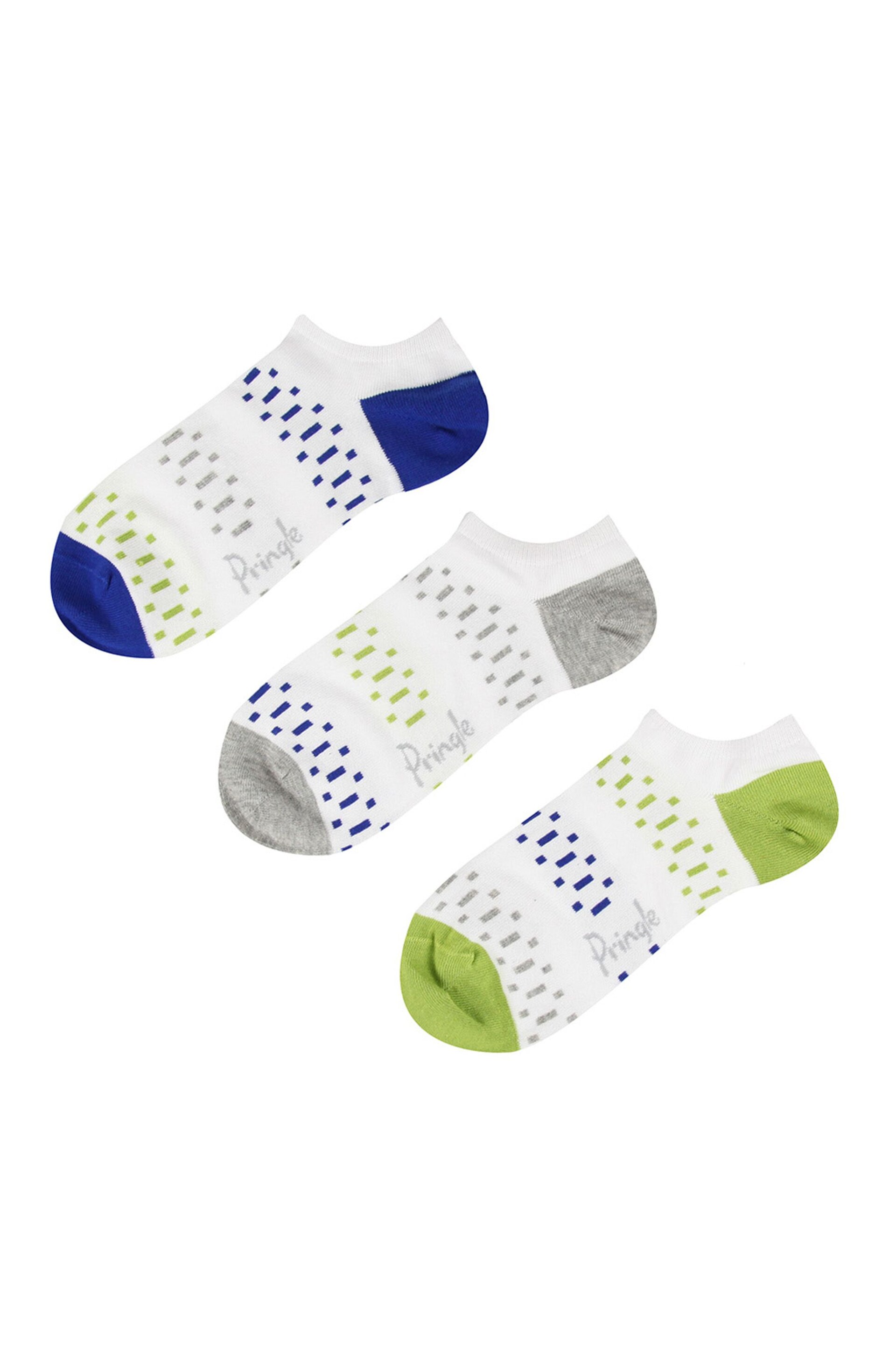 Pringle White Fashion Pop Colour Trainer Socks 3PK - Image 4 of 4
