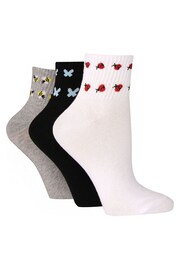 Wild Feet White Sporty Ankle Socks with Summer Bugs - Image 2 of 6