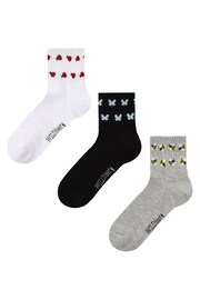 Wild Feet White Sporty Ankle Socks with Summer Bugs - Image 4 of 6