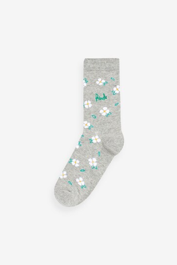 Pringle Grey Floral Fashion Socks