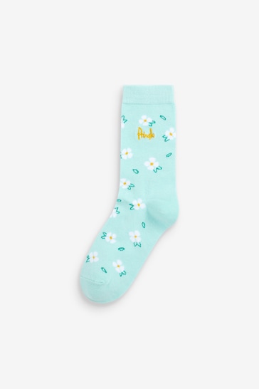 Pringle Blue Floral Fashion Socks