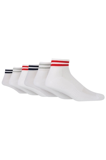 Wild Feet White Cushioned Sports With Arch Support Ankle Socks 6 Pack