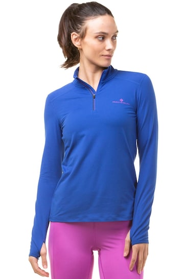 Ronhill Womens Blue Core Thermal 1/2 Zip Running hi-top T-Shirt