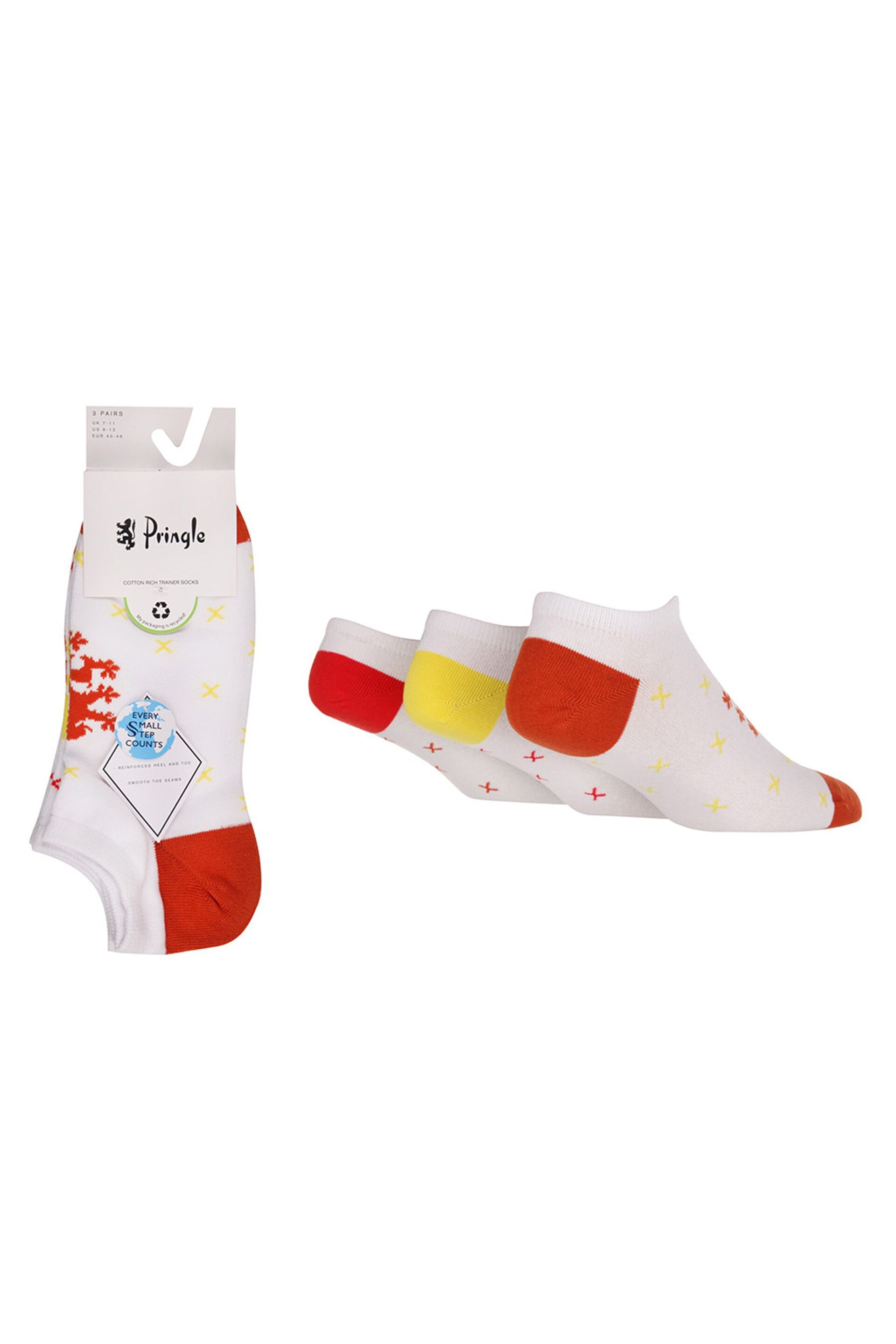 Pringle White Pop Colour Low Cut Trainer Socks - Image 1 of 4