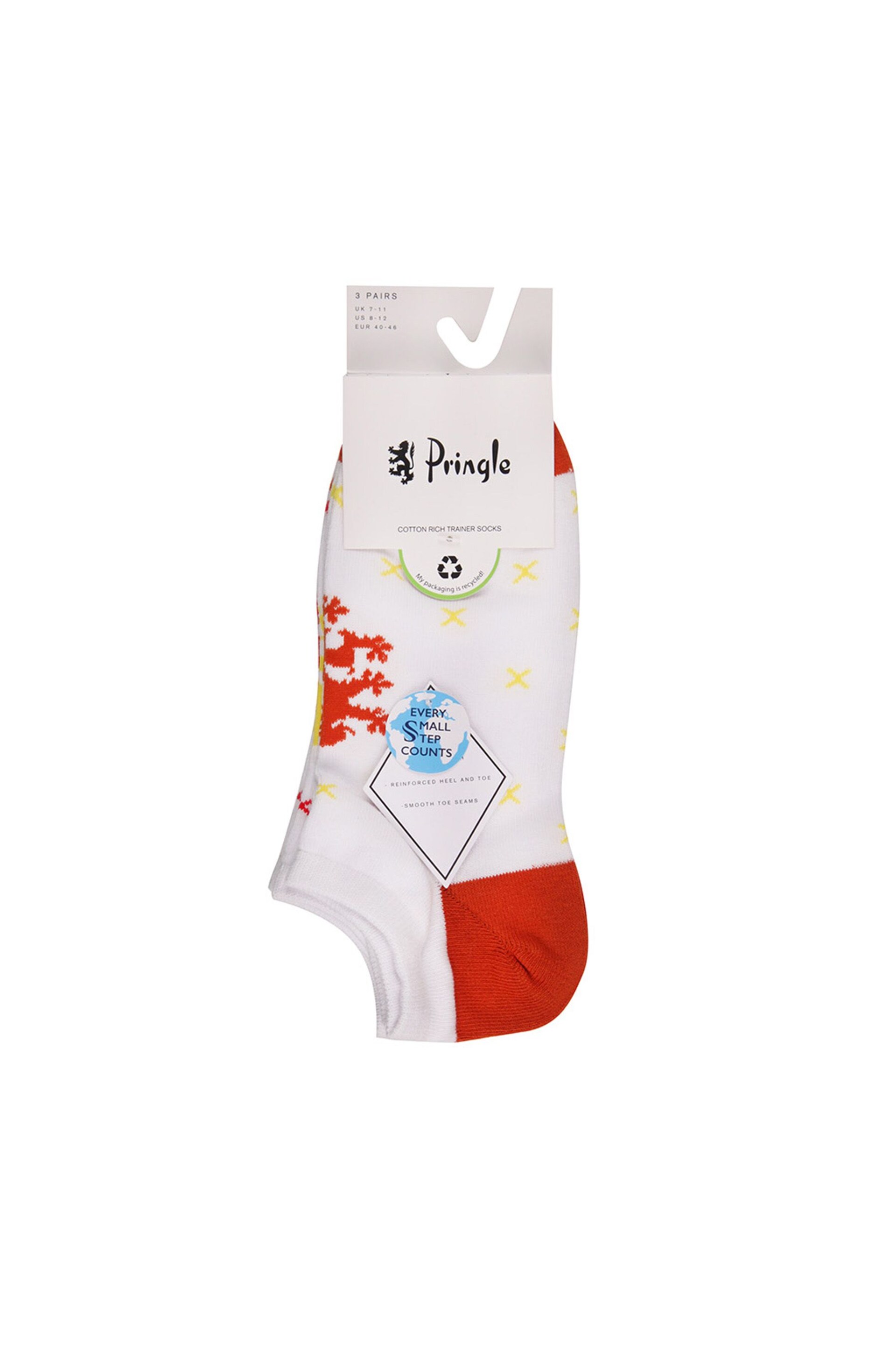 Pringle White Pop Colour Low Cut Trainer Socks - Image 4 of 4