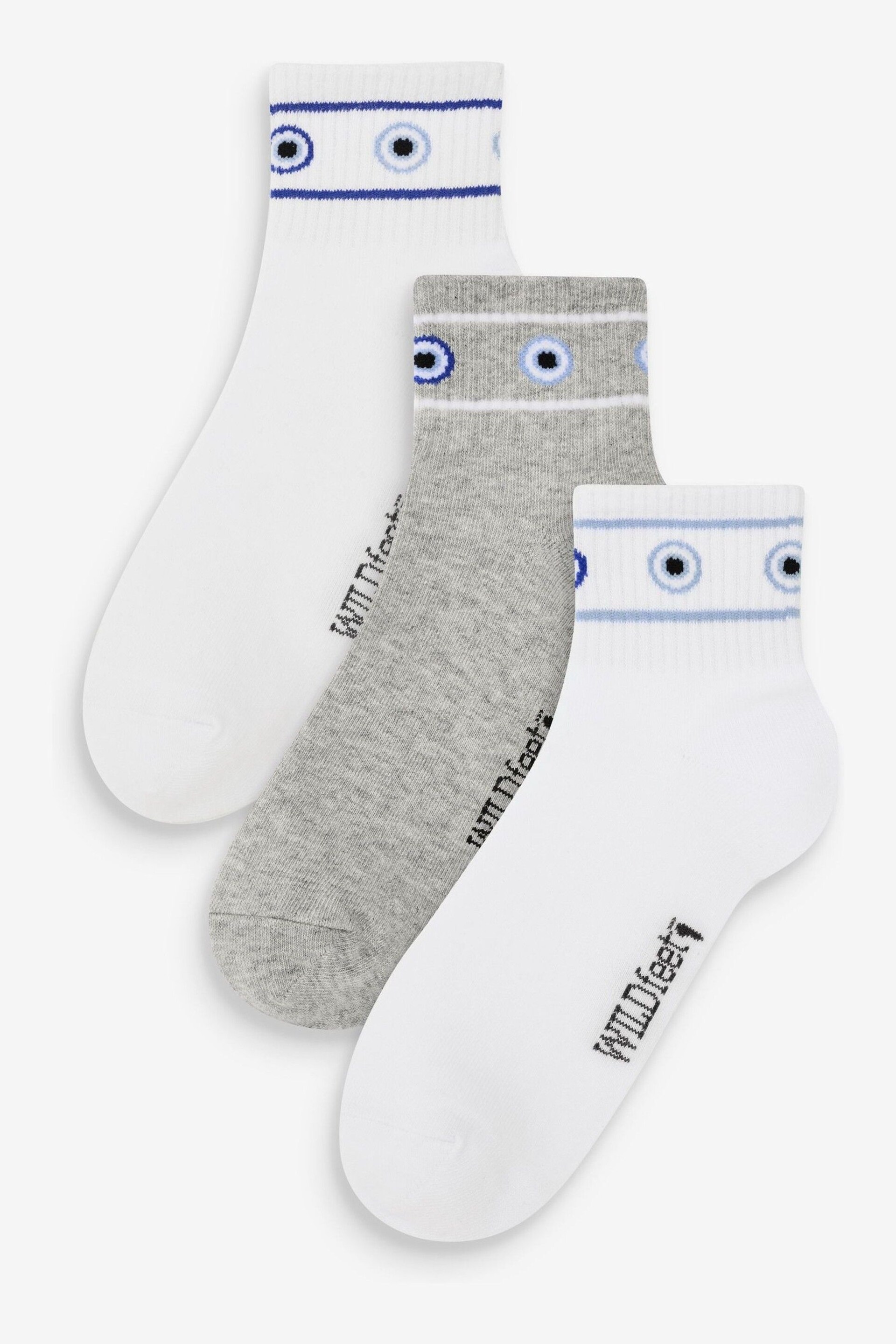 Wild Feet White Pastel Stripe Sporty Ankle Socks 3 PK - Image 1 of 4