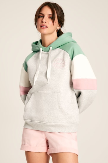 Joules Milbourne Grey, Pink & White Embroidered Hoodie