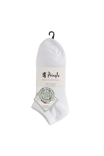 Pringle White Classic Bamboo Trainer Socks 3 PK