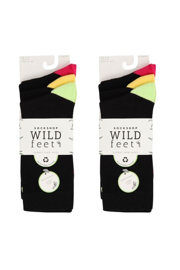 Wild Feet Black Wild Sole Bamboo Crew Black Socks 6 Pack