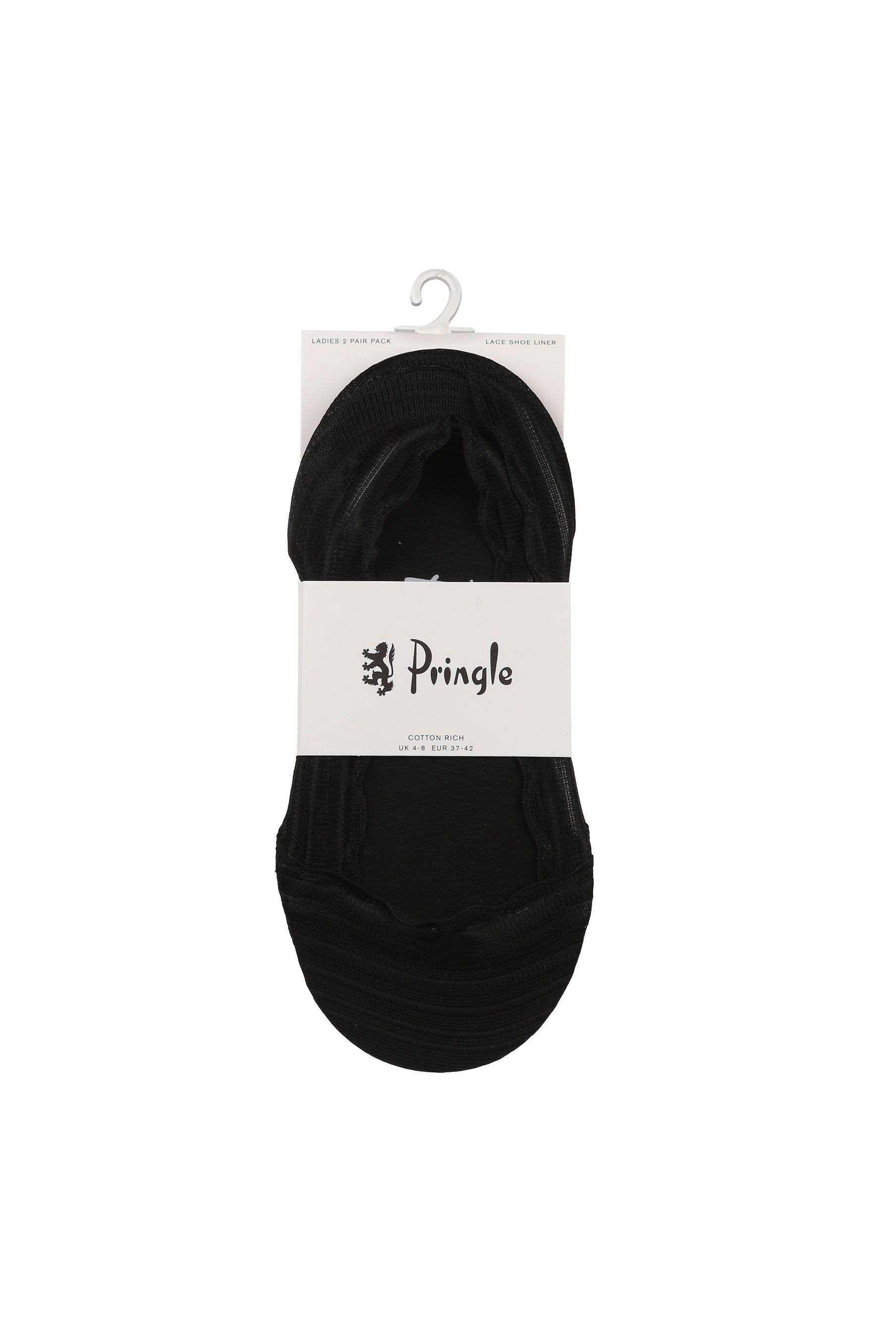 Pringle Black Striped Lace Super Low Cut No Show Socks