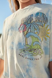 Blue Surf Tie Dye Oversized T-Shirt and Cycle Shorts Set (3-16yrs) - Image 4 of 7