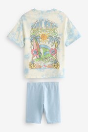 Blue Surf Tie Dye Oversized T-Shirt and Cycle Shorts Set (3-16yrs) - Image 6 of 7