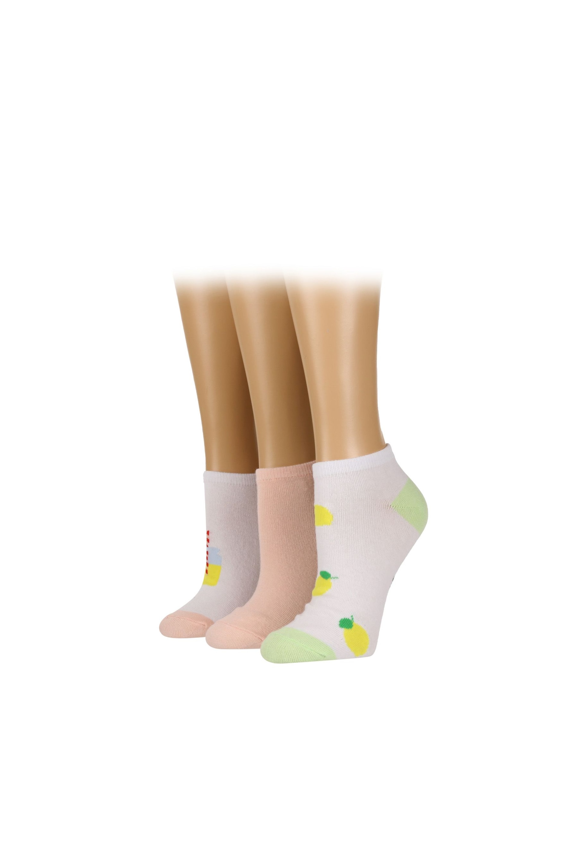 Wild Feet White When Life Give You Lemons No Show Trainer Socks 3 PK - Image 3 of 4