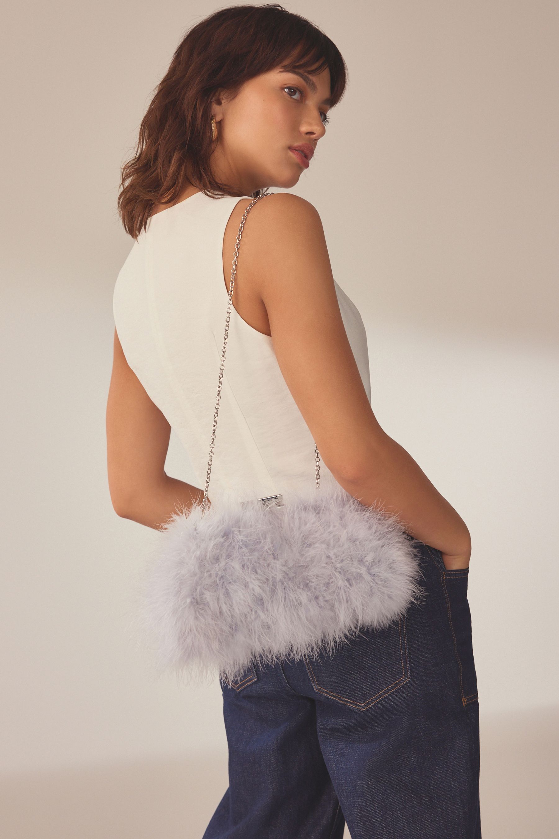 Buy Grey Feather Clutch Bag from the Next UK online shop