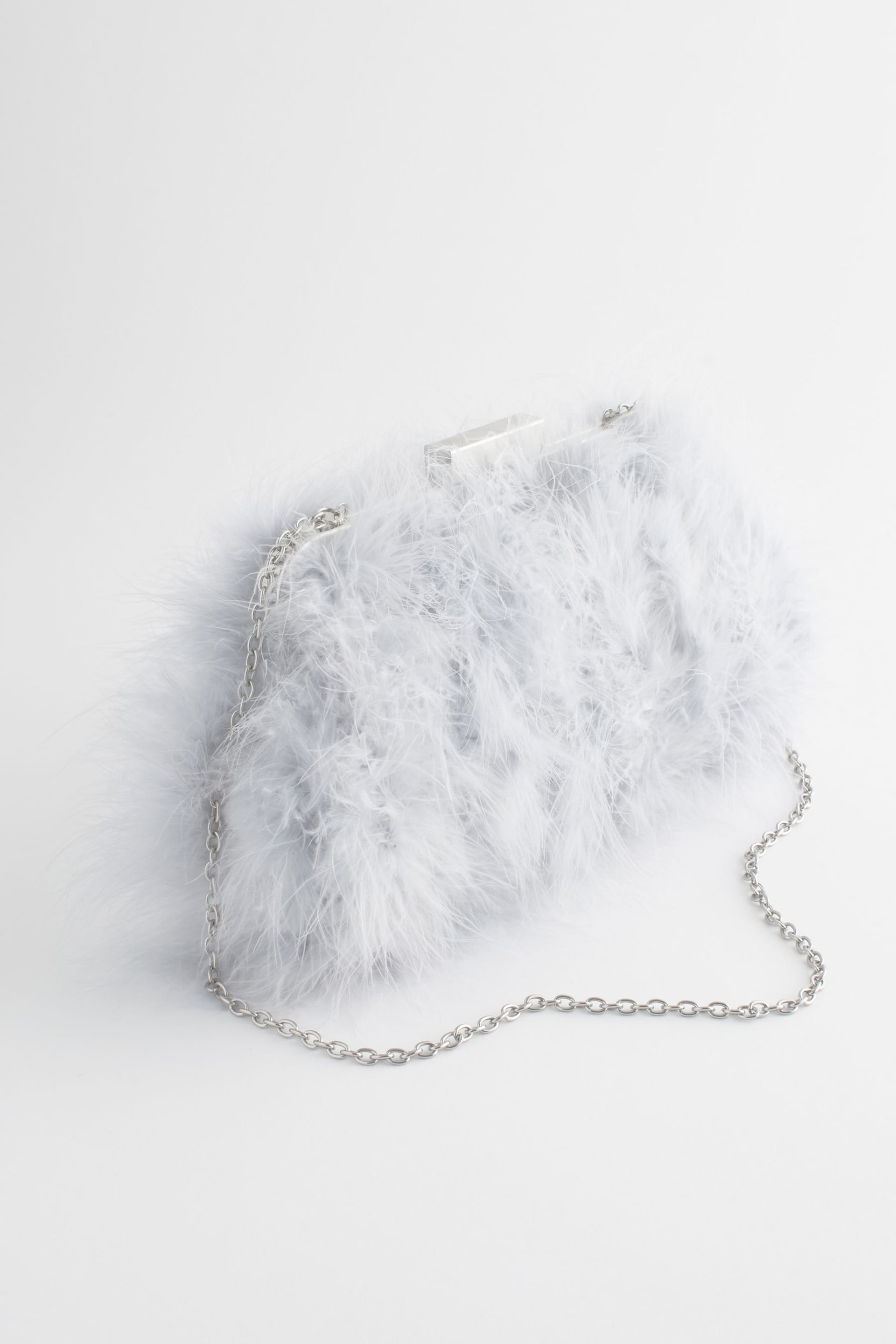 Grey Feather Clutch Bag - Image 4 of 9