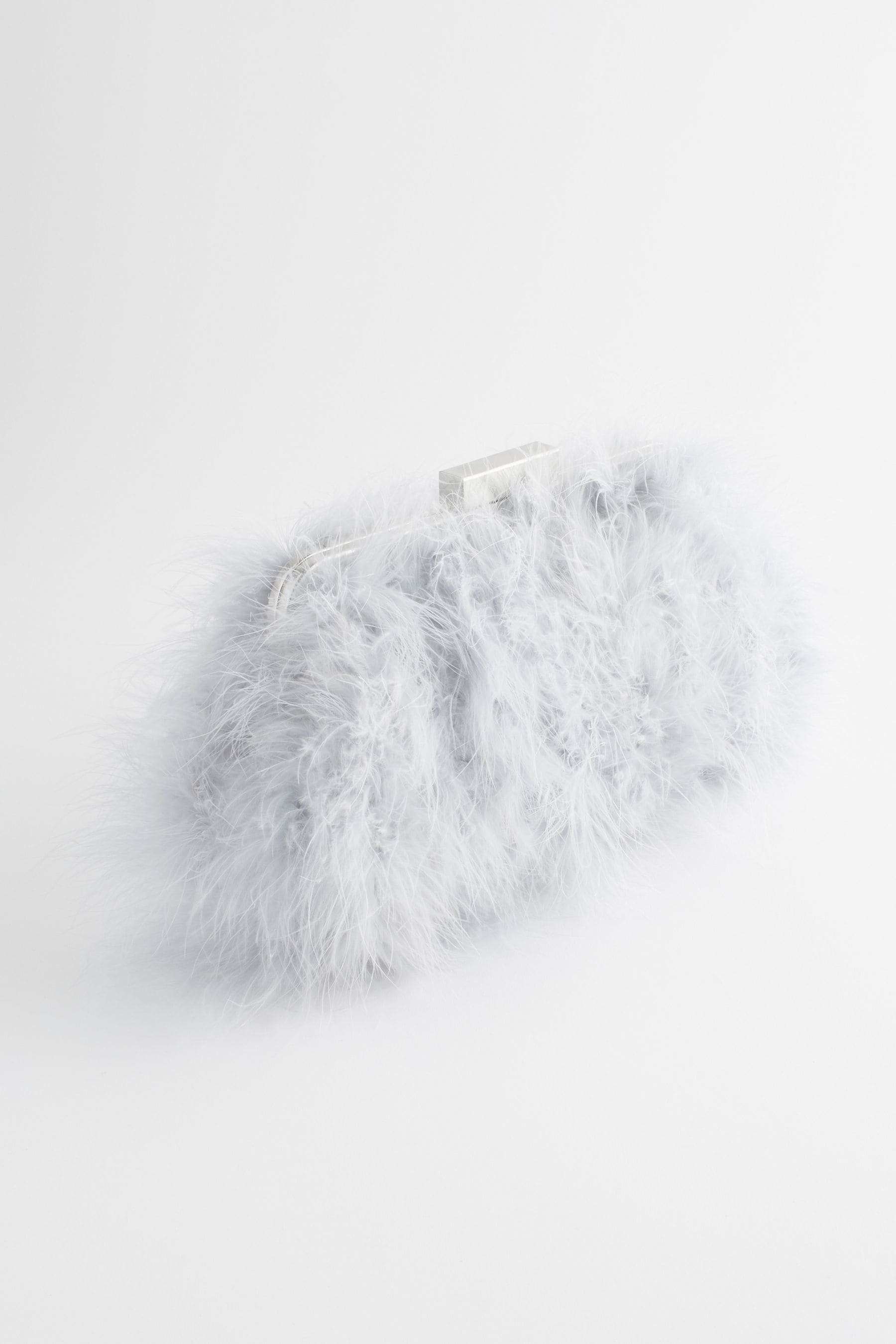 Grey feather clutch bag shop