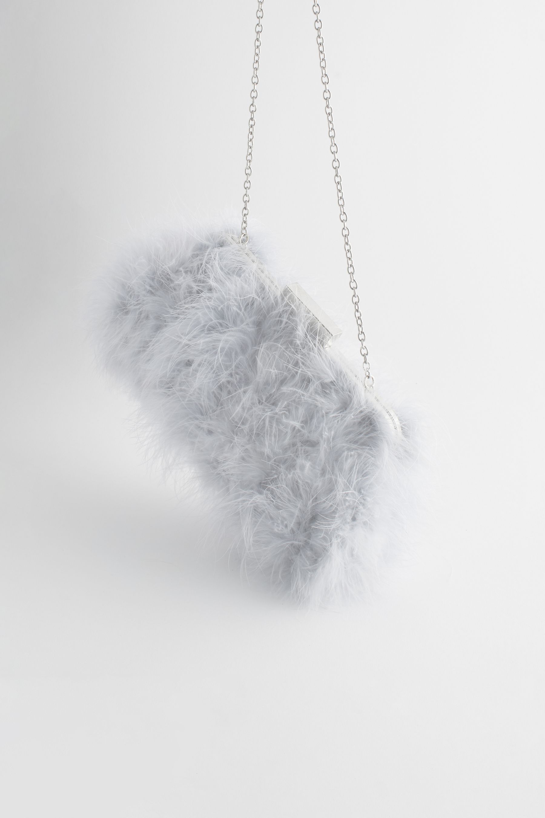 Grey feather clutch bag deals