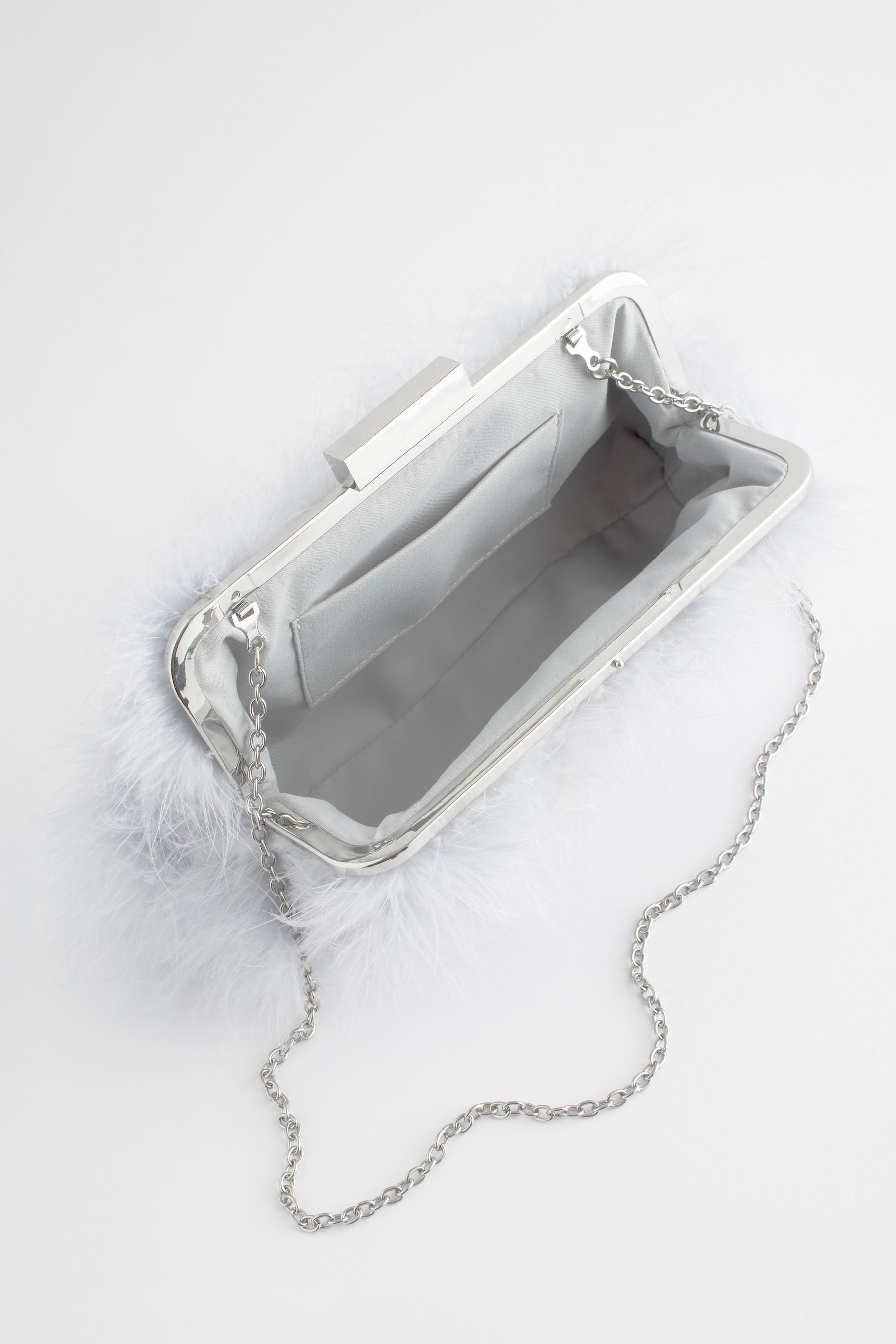 Grey feather clutch bag sales