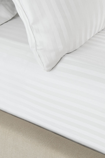 Catherine Lansfield White Satin Stripe Fitted Sheet