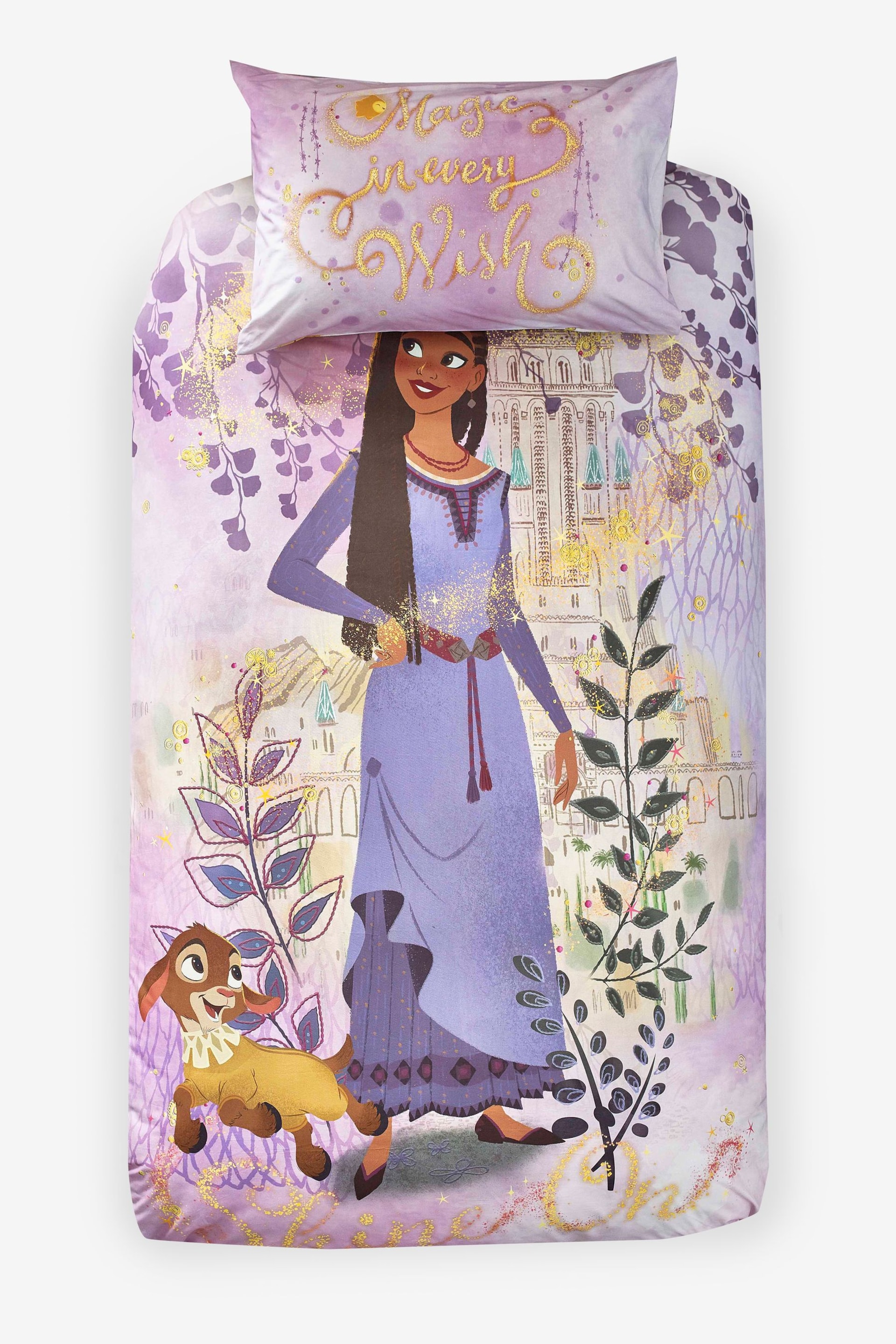 Disney Wish Purple Reversible 100% Cotton Duvet Cover and Pillowcase Set - Image 5 of 9