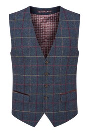 Skopes Doyle Navy Blue Tweed Wool Blend Suit Waistcoat - Image 4 of 5