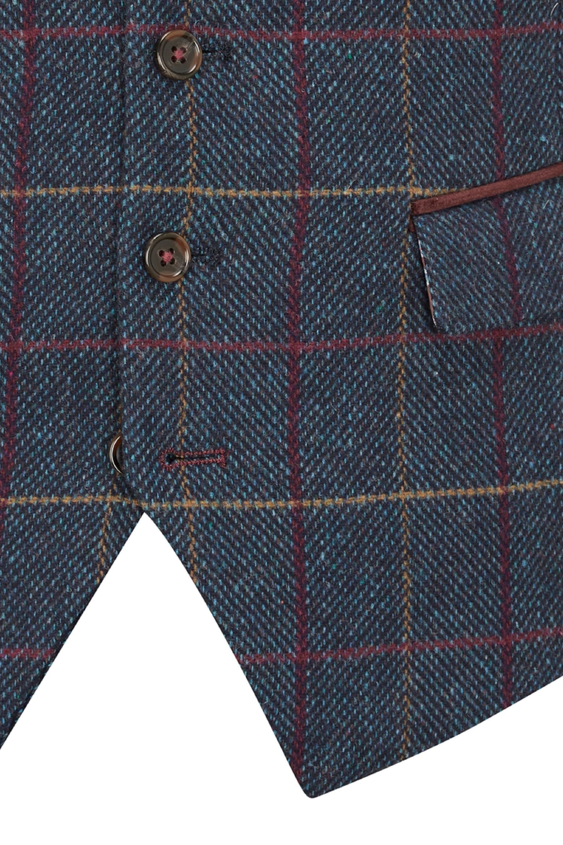 Skopes Doyle Navy Blue Tweed Wool Blend Suit Waistcoat - Image 5 of 5