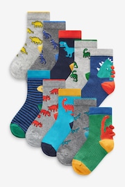 Bright Dino 10 Pack Cotton Rich Socks - Image 1 of 11