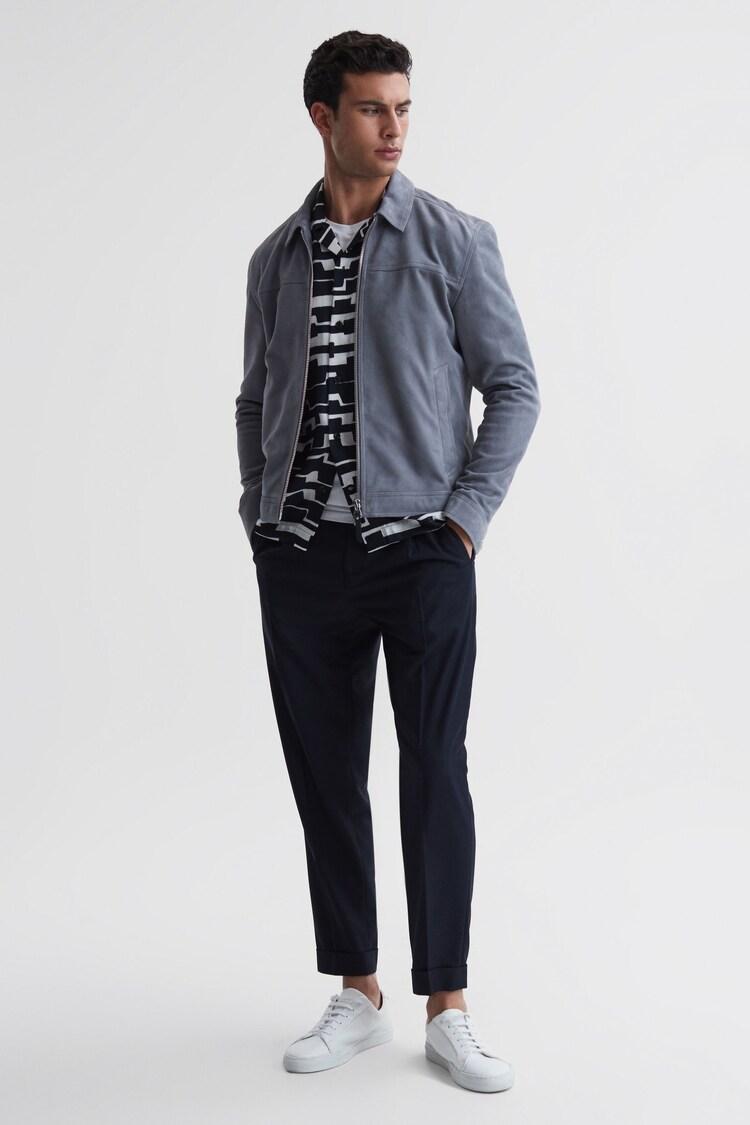 Reiss Navy/White Oakland Abstract Printed Cuban Collar Shirt - Image 6 of 6