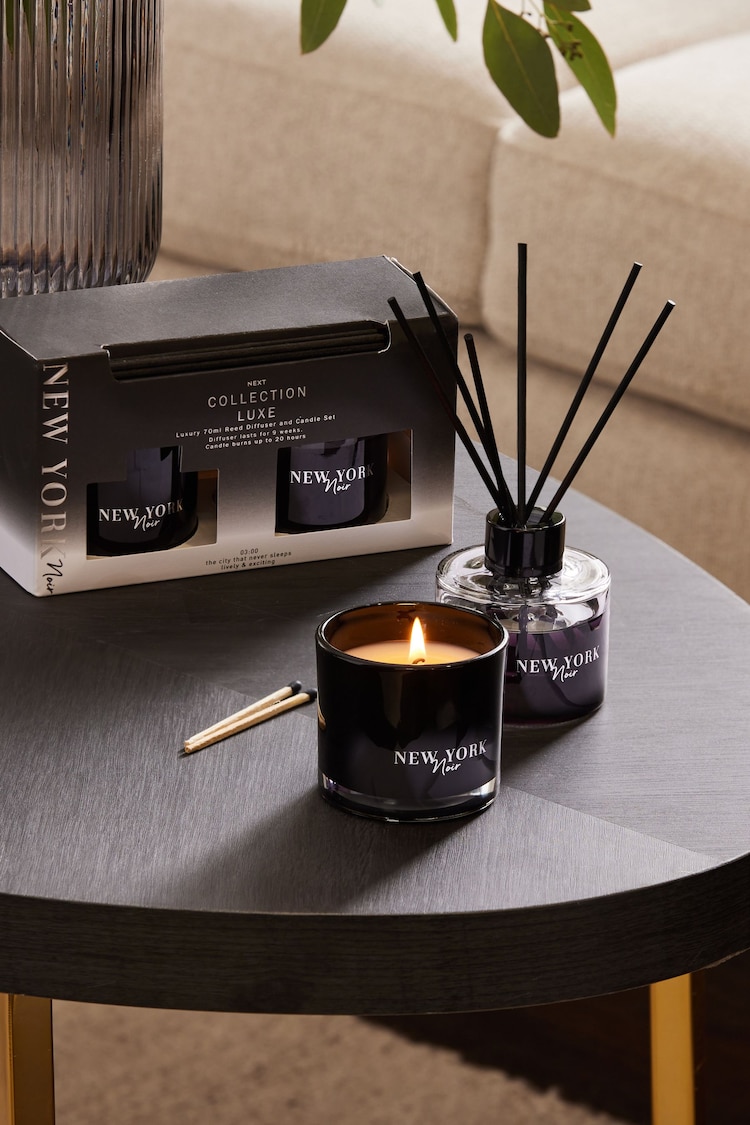 Cassis & Coconut Collection Luxe New York Noir 40ml Diffuser and Candle Set - Image 1 of 3