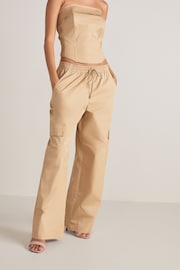 Camel Natural Wide Leg Cargo Trousers - Image 3 of 7