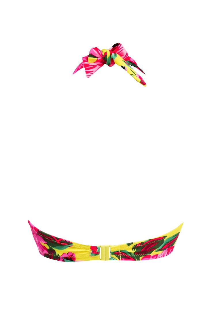 Pour Moi Yellow & Pink Multi Floral Heatwave Halter Underwired Top - Image 4 of 4