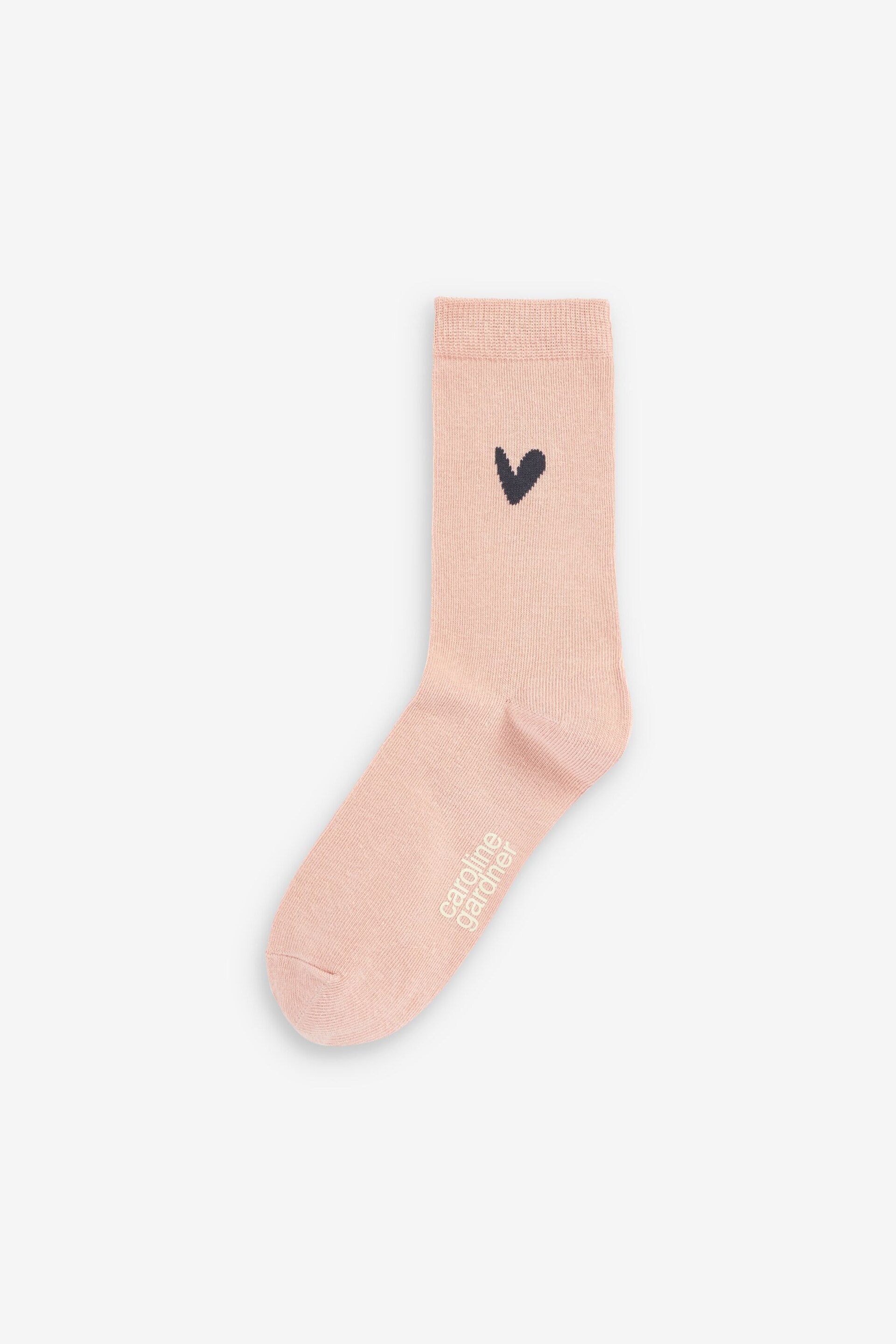 Caroline Gardner Pink Signature Heart Motif Crew Socks PK - Image 2 of 4