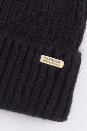 Barbour® International Aria Knited Black Beanie Hat - Image 3 of 3