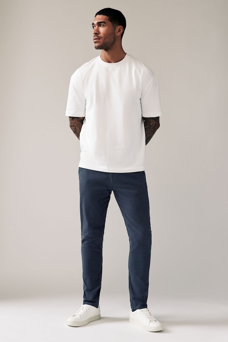 French Navy Skinny Fit Stretch Chino Trousers - Image 2 of 9