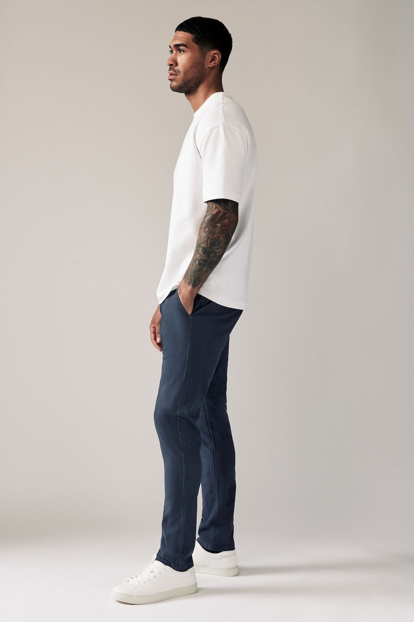 French Navy Skinny Fit Stretch Chino Trousers - Image 3 of 9